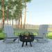 Emma + Oliver Three Piece Camping Set with Two Gray Faux Wood Adirondack Chairs and 29 Star and Moon Fire Pit with Mesh Cover