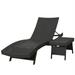 Noble House Salem Outdoor Gray Wicker Adjustable Chaise Lounge and Table Set