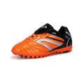 SIMANLAN Men Comfort Mesh Soccer Cleats School Breathable Lace Up Sneakers Running Lightweight Flat Shoe Orange Broken Nail 33
