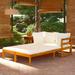 Sun Loungers with White Cushions 2 pcs Acacia Wood