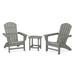 POLYWOOD Nautical 3-Piece Adirondack Set with South Beach 18 Side Table in Slate Grey