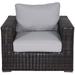 Santa Monica Wicker Rattan Club Chair in Espresso Brown Frame/Gray Cushion