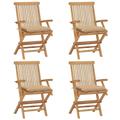 vidaXL Patio Chairs Outdoor Bistro Folding Chair with Cushions Solid Wood Teak