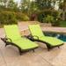 GDF Studio Olivia Outdoor Wicker Adjustable Chaise Lounges with Cushion Set of 2 Multibrown and Green