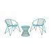 GDF Studio Newport Outdoor Metal Mesh 3 Piece Chat Set Matte Teal