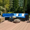 BaytoCare Outdoor Patio Furniture 7-Pieces PE Rattan Wicker Outdoor Sofa Set for Patio Garden Balcony