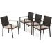 Noble House San Pico Wicker Patio Dining Arm Chair in Brown (Set of 4)