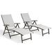 Pellebant Set of 2 Outdoor Chaise Lounge Aluminum Patio Folding Chairs Light Gray