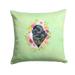 Carolines Treasures CK4323PW1414 Newfoundland Green Flowers Fabric Decorative Pillow 14Hx14W multicolor