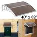 40 x32 Outdoor Clear Door Window Awning Patio Cover Rain Protection Compact Polycarbonate Hollow Sheet-Brown Board & White Holder