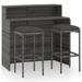 Andoer 3 Piece Garden Bar Set with Cushions Gray