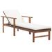 Sun Lounger with Cushion Poly Rattan & Solid Acacia Wood Black