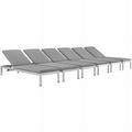 Pemberly Row Patio Chaise Lounge in Silver and Gray (Set of 6)