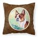 Red and White Boston Terrier Fabric Decorative Pillow