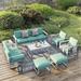 CozyHom Oversize Aluminum Patio Furniture Set 8 Pieces Modern Outdoor Conversation Set All-Weather Metal Sectional Couch Sofa Upgraded Foam-Filled Cushions with Ottoman and Coffee Table White