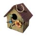 Decorative Hand-Painted Bird House Outdoor Pastoral Courtyard Ornament Rustic Birdhouses Garden Decor