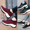 Porfeet Women Lace-up Arch Support Breathable Sneakers Running Platform Tennis Shoes Date Red 40