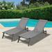 Outdoor Set of 2 Chaise Lounge Chairs with Wheels Five-Position Adjustable Aluminum Patio Lounge Chair Set Sunbathing Reclining Chair for Beach Yard Patio Pool Home Office Sitting Area Gray