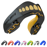 SAFEJAWZ Sports Mouthguard Slim Fit Adults and Junior Mouth Guard with Case for Boxing Basketball Lacrosse Football MMA Martial Arts Hockey and All Contact Sports (Juniors < 11 Years Gold)