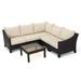 Noble House Antibes 6 Piece Outdoor Wicker Sectional Sofa Set in Brown