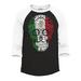 Shop4Ever Men s Mexico Flag Skull Day of the Dead Raglan Baseball Shirt XXX-Large Black/White