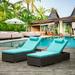 ENYOPRO 2 Piece Outdoor Chaise Lounge Chairs Adjustable Chaise Chairs with Side Table Head Pillow and Cushions for Outdoor Patio Beach Pool Backyard PE Rattan Reclining Chairs Furniture Set K2697