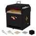 Pizzello 4 in 1 Outdoor Pizza Oven Wood Fired 2-Layer Detachable Outside Ovens with Pizza Stone Pizza Cutter Pizza Peel Cooking Grill Grate - Black