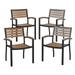 Flash Furniture Lark Collection Aluminum Teak Chairs - Set of 4 - Teak