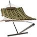 Sunnydaze Rope Hammock with 12 Steel Stand Pad and Pillow - Desert Stripe