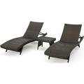 Noble House Thira Outdoor Wicker Lounge Set wide Side Table Mix Mocha