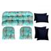 RSH Decor Decorator s Choice Designer Sets - Indoor / Outdoor Decorative Blue Ocean Life Coral Reef Print Fabric and Solid Navy Throw Pillows- Choose Size - And Choose Color
