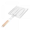 Barbecue Grilling Basket Outdoor Portable Folding 430 Stainless Steel BBQ Barbecue Grill Basket for Fish Vegetable Beef Steaks Shrimp with Removable Detachable Wooden Handle