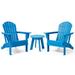 Glitzhome 3-Piece Folding Adirondack Chairs and Table Set Weather Resistant HDPE Material Outdoor Patio Chair