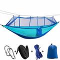 660lbs Double Camping Hammock with Removable Mosquito Net Portable Parachute Nylon Hammock Jungle Explorer Double Bug Net Camping Hammock for Hiking ing Beach Backyard Travel Blue