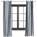 Sunnydaze Designer Eyelet Indoor/Outdoor Curtain Panels - 52 x 108 - Blue/White Stripe - Set of 2
