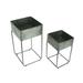 Zeckos Galvanized Zinc Finish Metal Square Planters on Stands Set of 2