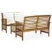 Anself 3 Piece Wooden Patio Lounge Set 2 Garden Bench and Coffee Side Table with Cream White Cushion Acacia Wood Sectional Outdoor Furniture Set for Patio Backyard Garden Balcony