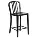 Flash Furniture Gael Commercial Grade 24 High Black Metal Indoor-Outdoor Counter Height Stool with Vertical Slat Back