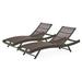 GDF Studio Eliana Outdoor Mesh and Wicker Adjustable Chaise Lounge Multibrown and Dark Brown Set of 2