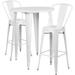 Flash Furniture Caron Commercial Grade 30 Round White Metal Indoor-Outdoor Bar Table Set with 2 Cafe Stools
