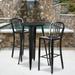 Flash Furniture Commercial Grade 24 Round Black Metal Indoor-Outdoor Bar Table Set with 2 Vertical Slat Back Stools
