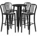 Flash Furniture Richard Commercial Grade 24 Round Black Metal Indoor-Outdoor Bar Table Set with 4 Vertical Slat Back Stools