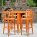 Flash Furniture Commercial Grade 30 Round Orange Metal Indoor-Outdoor Bar Table Set with 4 Vertical Slat Back Stools