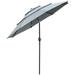 Outsunny 9FT 3 Tiers Patio Umbrella Outdoor Market Umbrella with Crank Push Button Tilt for Deck Backyard and Lawn Dark Grey