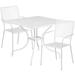 Flash Furniture Oia Commercial Grade 35.5 Square White Indoor-Outdoor Steel Patio Table Set with 2 Square Back Chairs