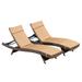 Chenoa Outdoor Brown Wicker Adjustable Chaise Lounge with Caramel Cushion (Set of 2)