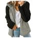 Women s New Hooded Sherpa Jacket Women Casual Winter Fluffy Warm Soft Coat Zip Up Hooded Sweatshirt Jacket Coat Outwear