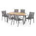 GDF Studio Camiguin Outdoor Aluminum and Rope 7 Piece Dining Set Gray and Natural