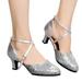 A1 new home gifts for home Sandals For Womens Latin Dance Shoes Sandals Heeled Ballroom Salsa Tango Party Sequin Dance Shoes Pu Silver