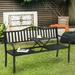 Costway Patio Garden Bench Steel Frame Adjustable Center Table Outdoor Porch Loveseats